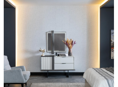 Design Bedroom Complete Set with Dresser and Mirror, 2-piece Wooden Dresser Set.