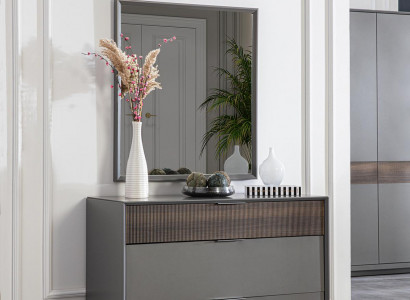 Chest of drawers mirror bedroom wood wardrobe dressers sideboard gray 2-piece set