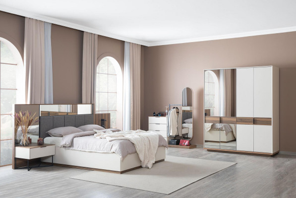 Bedroom dresser with mirror set wood modern white furniture