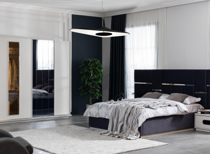 Bedroom set bed 2x nightstands wardrobe 4-piece design new