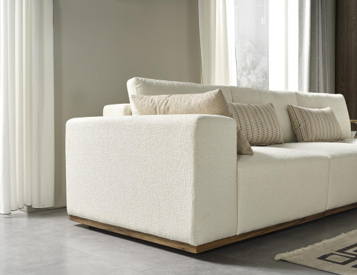 Corner sofa L-shape, living room, modern style, upholstered, wood, textile corner suite.