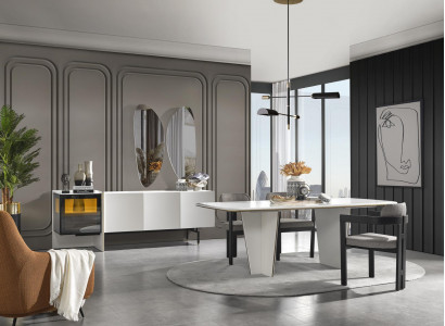 Complete Set Table 4x Chairs Dining Room Set Dining Group Wood 8pcs New