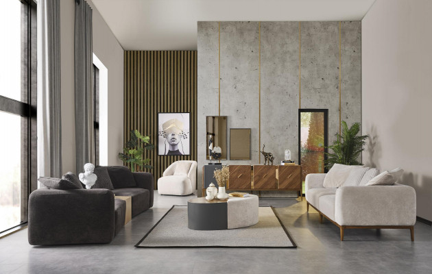 Set of Sofa Suite 3+1 Seater Coffee Table Luxury Suite Fabric 3-piece new