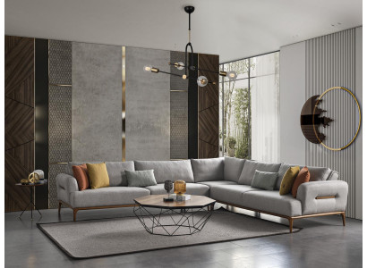 Sectional sofa L-shaped couch living room upholstery design new gray modern