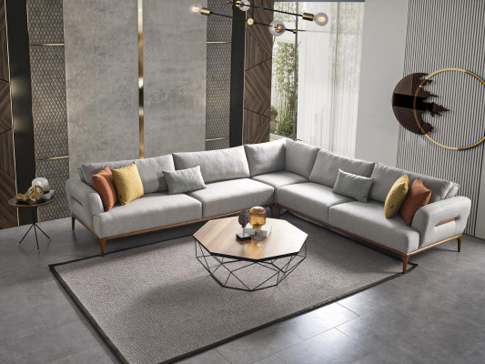 Sectional sofa L-shaped couch living room upholstery design new gray modern