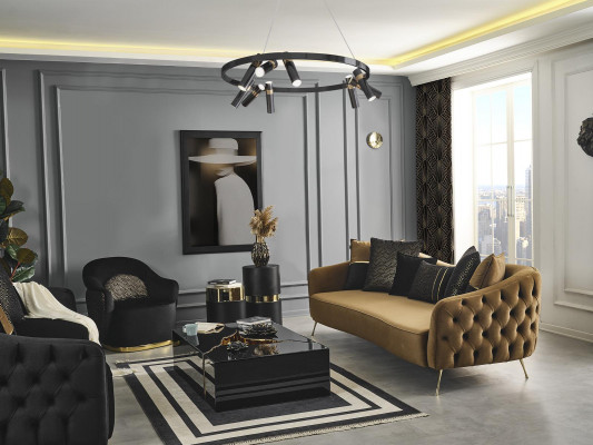 Sofa Set 3-1 Seater Coffee Table Luxury Set 3-piece Brown New