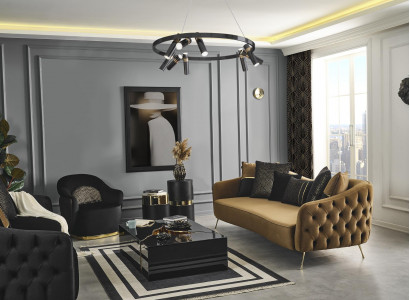 Sofa Set 3-1 Seater Coffee Table Luxury Set 3-piece Brown New