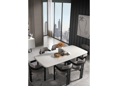 Table 6x Chairs Dining Room Complete Set Group Wood 7 pcs new Modern
