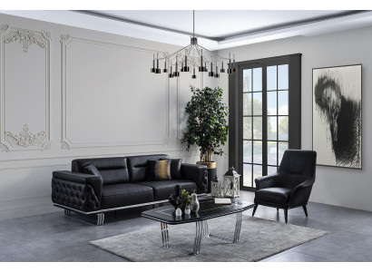 Living Room Sofa Set 4+1 Seater Set Design Sofas Upholstery Faux Leather