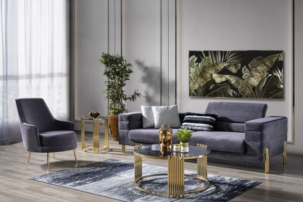 Sofa set 3+1 seater set design upholstered couches modern new blue