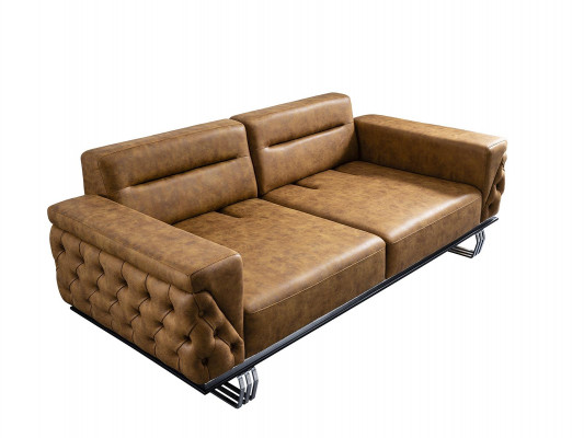 Sofa 3-seater living room design furniture style modern new brown luxury