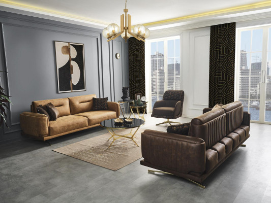 Living room sofa 4-seater luxury couches upholstered furniture new modern brown