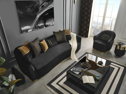 4-seater Chesterfield Sofa Upholstery Living Room Design Luxury Wood