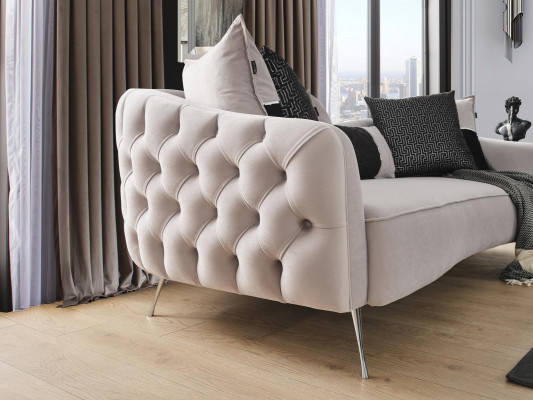 3-seater sofa couch modern luxury upholstery living room fabric white new