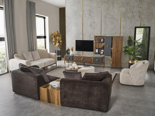 Three-seater white fabric sofa living room luxury furniture couch new modern