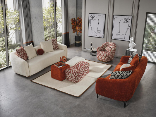 Armchair Design Luxury Couch Upholstery Living Room Wood with Textile Single Seater