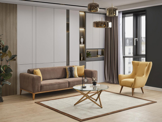 Living room armchair design couch luxury lounge upholstery club disco yellow