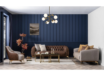 Sofa set 331 three-seater sofa new gray luxury design 3-piece living room