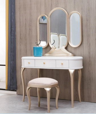Makeup table with mirror luxury console dresser stool complete set