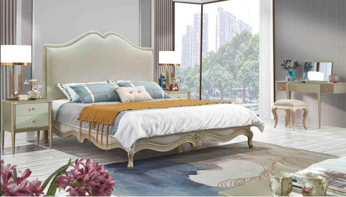 Bedframe Double Bed Frame Luxury Bed Wood Beds Beige Double Beds Hotel