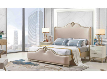 Baroque bedroom set with bed and bedside tables without sharp edges