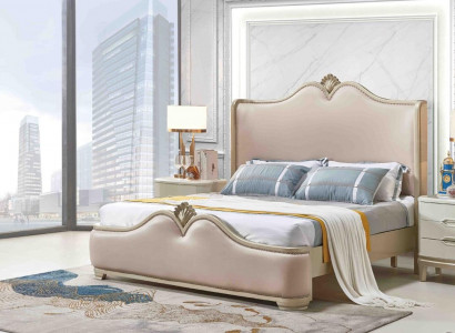 Baroque bedroom set with bed and bedside tables without sharp edges