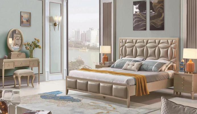 Upholstered Beige Double Beds Bed Beds Double Bed Bedroom