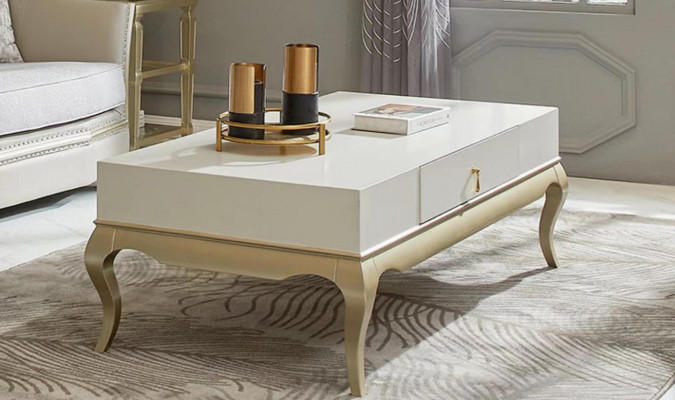 Coffee table side table living room table wood white wooden table