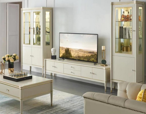 Design wall unit sideboard 2x cabinet TV stand sideboard 3-piece set
