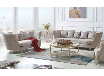 Exclusive beige sofa set 3+2 seater designer 2-piece set textile couches