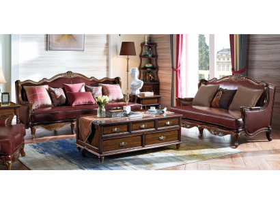 Empire USA Furniture Antique Style Leather Sofa 3+2 Seater Sofa Set Sofa