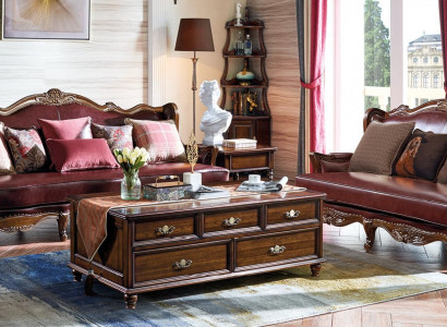 Empire USA Furniture Antique Style Leather Sofa 3+2 Seater Sofa Set Sofa