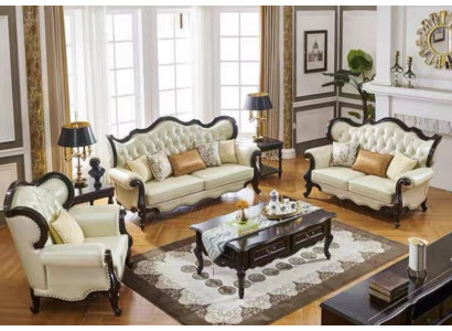 Group Sofa Set 3+3+1 Seater Luxury Sofa Armchair Sofas Leather Classic Set
