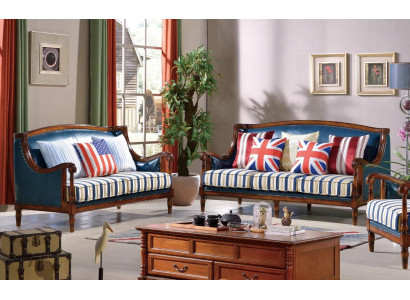 Blue-Brown Sofa Set 3+2 Seater Leather Sofas Luxury Couches Living Room Set