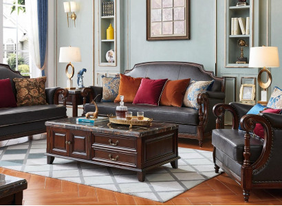 Luxury Furniture Sofa Set Couch Sofa 3 2 1 Seater Living Room Wood 3-piece.