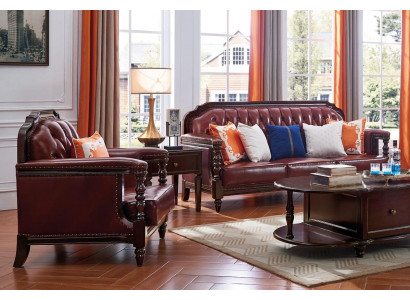 Classic Chesterfield Baroque Rococo Sofa Set 3+1 Leather Suite