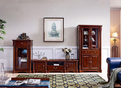 Design Wall Unit Lowboard TV Cabinet 2 Display Cabinets 3-Piece Set Classic Style