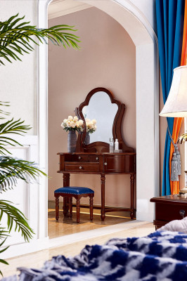 Classic Furniture Solid Wood 2-Piece Luxury Vanity Stool Bedroom