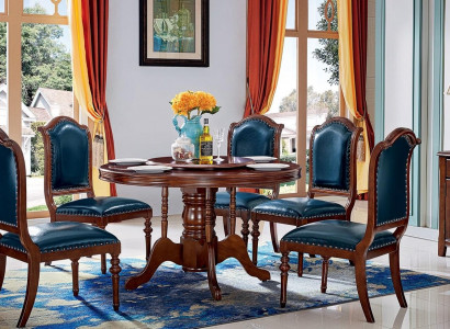 Complete set dining table 6 chairs dining room set dining group wood 7-piece