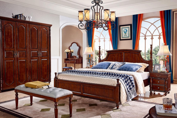 Designer Bedroom Furniture 5-Piece Set Bed Nightstands Wardrobe