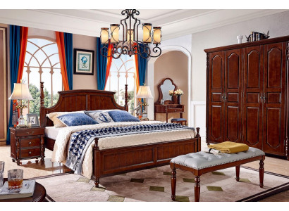 Design bedroom 3-piece set: bed and 2 nightstands, classic bed set