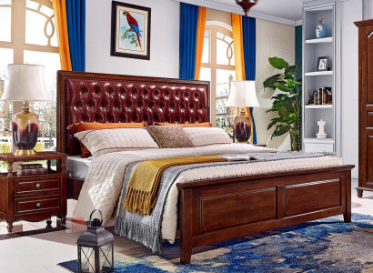 Double bed bedroom wood upholstered bed frame furniture design baroque