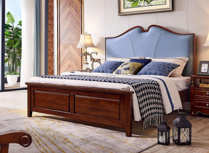 Bedroom bed nightstand beds double wood bed frame set, 3-piece.