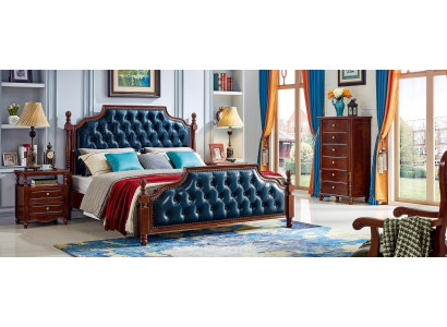 Chesterfield double bed luxury bedroom wood bed upholstered furniture