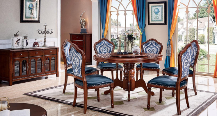 Complete set dining room group wooden chairs dining furniture luxury furniture 6