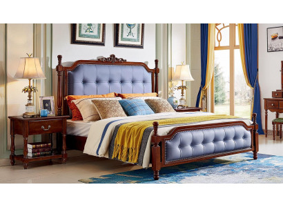 Bed luxury bedroom double bed wood upholstered bed frame Chesterfield