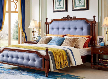 Bedroom bed nightstand bedding set wooden bed frame set 3-piece.