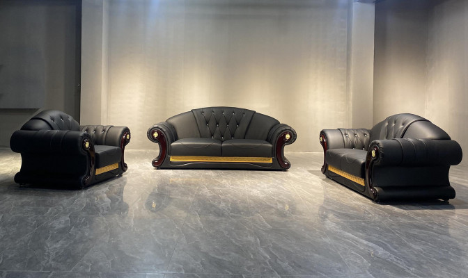 Chesterfield Sofa Couch Set 3+2+1 Leather Couches Upholstered Furniture Classic