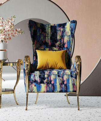 Luxury armchair couch upholstery furniture single seater couches sofa wingback chair