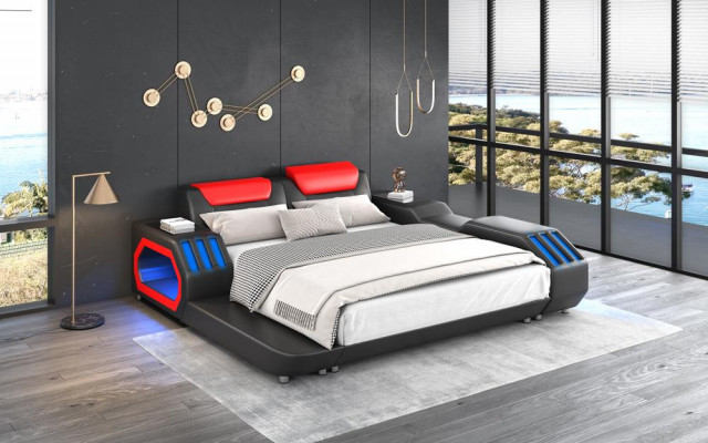 Luxury LED Beds Illuminated Bedroom Bed Leather Bed 180x200 Furniture